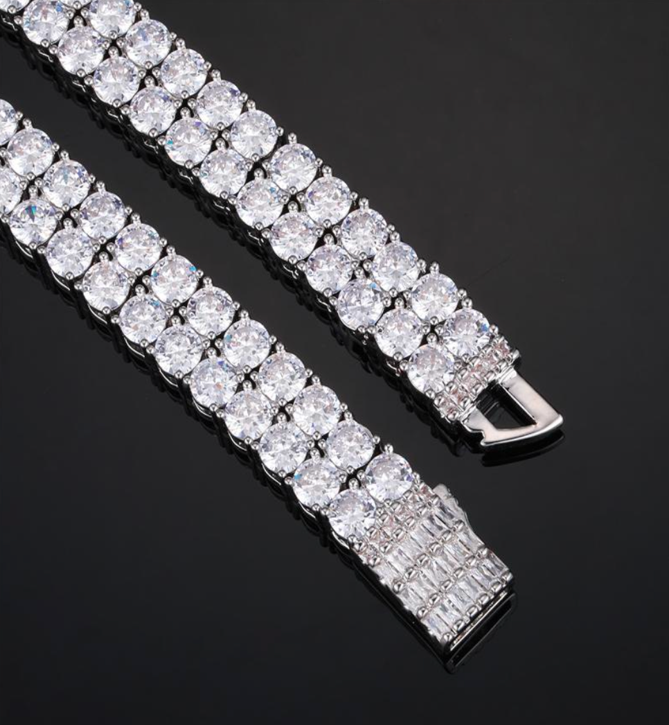 DOUBLE TENNIS BRACELET - WHITE GOLD