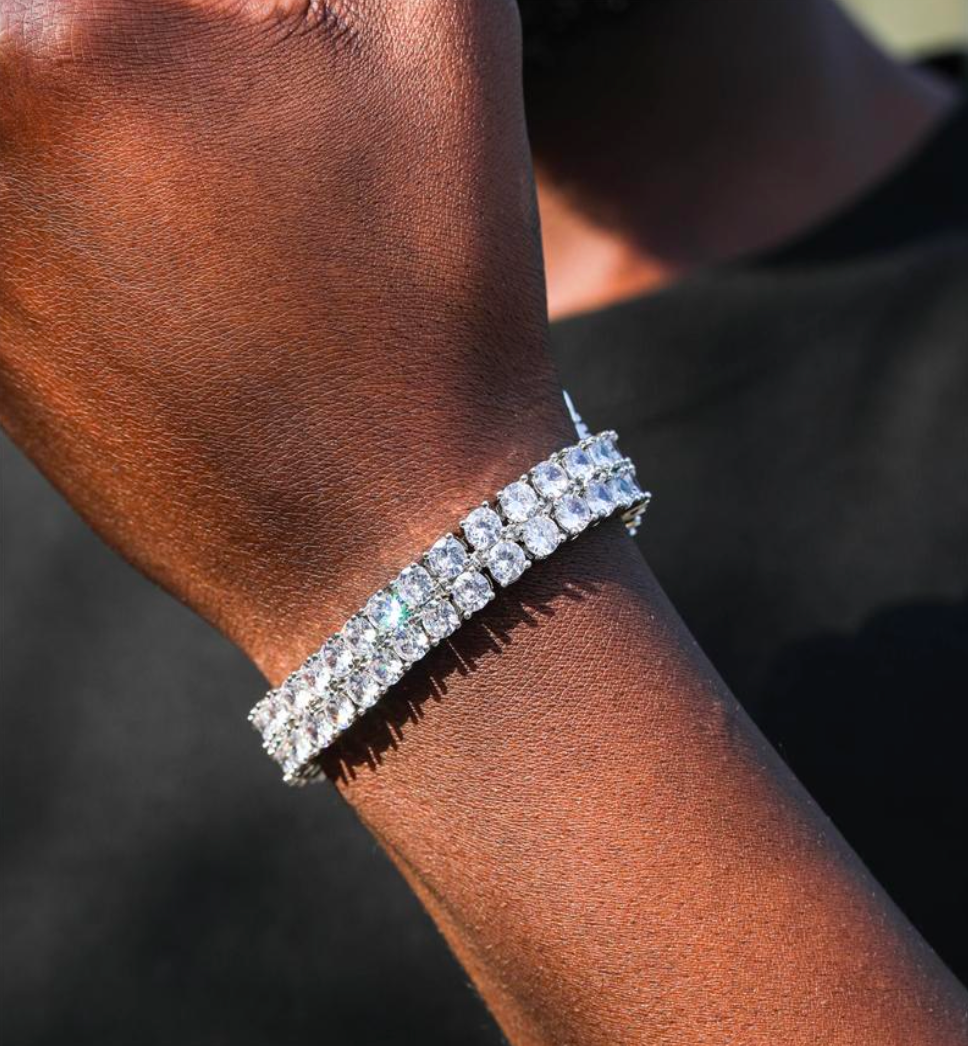 DOUBLE TENNIS BRACELET - WHITE GOLD